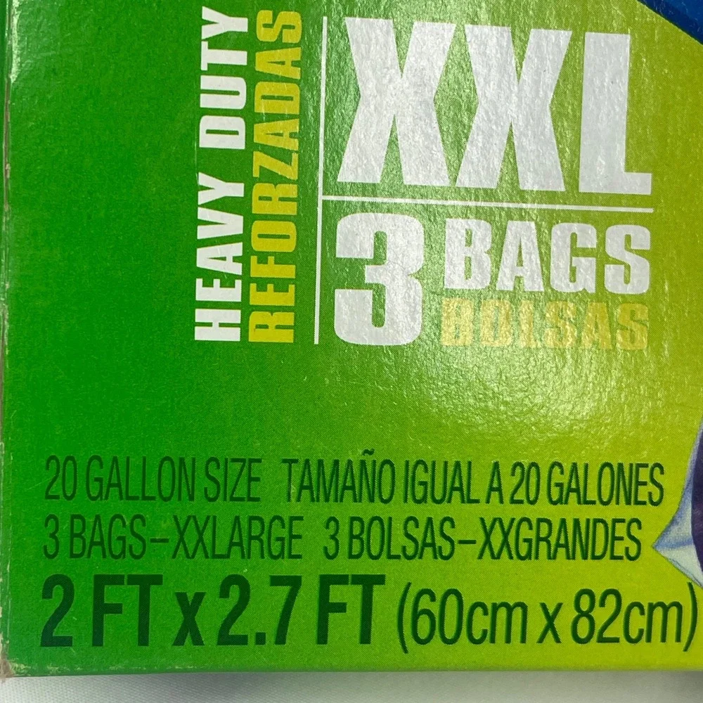 Ziploc Big Bags XXL 20 Gallon Heavy Duty Storage Bags 2 Ft x 2.7 Ft 3 Count